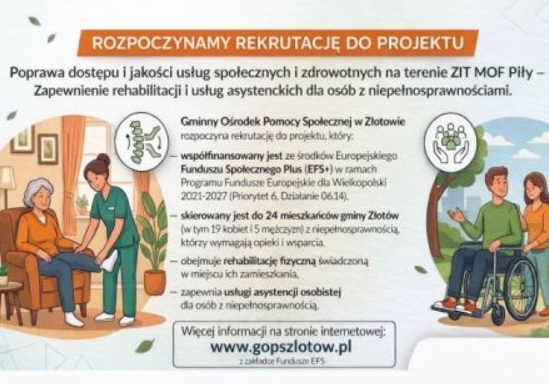 Rozpoczęła się rekrutacja do projektu pn. Poprawa dostępu i jakości usług społecznych i zdrowotnych na terenie ZIT MOF Piły