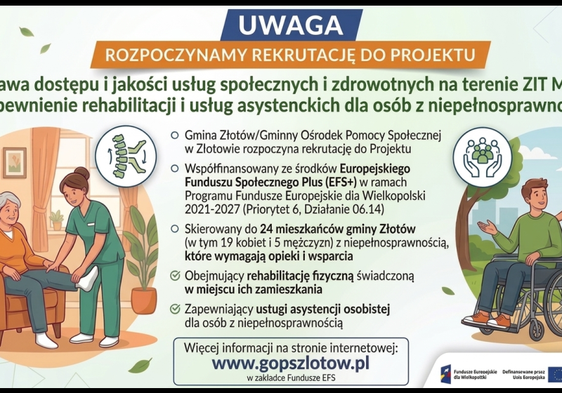 Rozpoczęła się rekrutacja do projektu pn. Poprawa dostępu i jakości usług społecznych i zdrowotnych na terenie ZIT MOF Piły