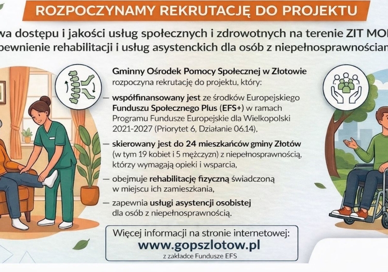 Rozpoczęła się rekrutacja do projektu pn. Poprawa dostępu i jakości usług społecznych i zdrowotnych na terenie ZIT MOF Piły